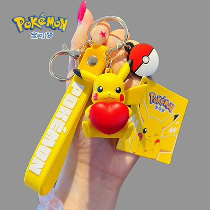 Genuine Pokemon Keychain Pikachu Eevee Pichu Mimikyu Togedemaru PVC Anime Action Figure Kids Toy Keyring Pendant Birthday Gift