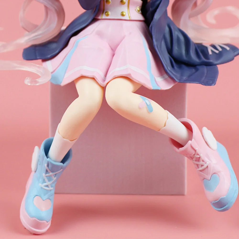 Hatsune Miku Pink Sakura Sitting PVC Anime Figure Model Toy Decoration Collectible Gift - No Box