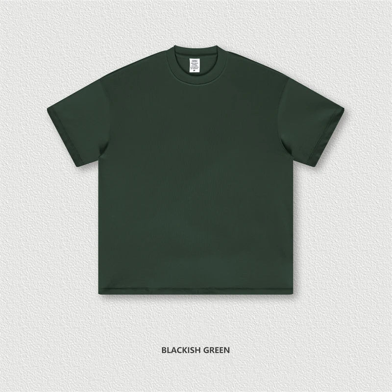 ZODF New 2025 Heavy Weight 305gsm Solid Cotton T Shirts For Men Unisex Summer Oversized Noshrink Basic T-Shirt Brand Tops HY0475