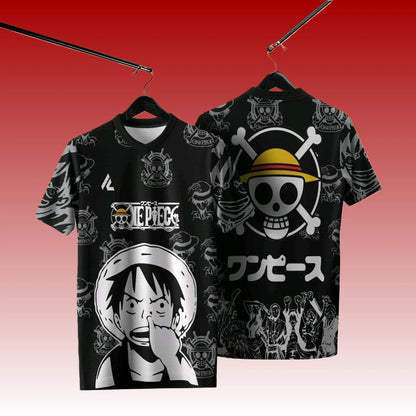 One Piece Luffy Anime Korean Style Kpop Baseball Hockey Tshirt Jersey Summer Fashion Streetwear Anime Daily Unisex Tops Tee Y2k、