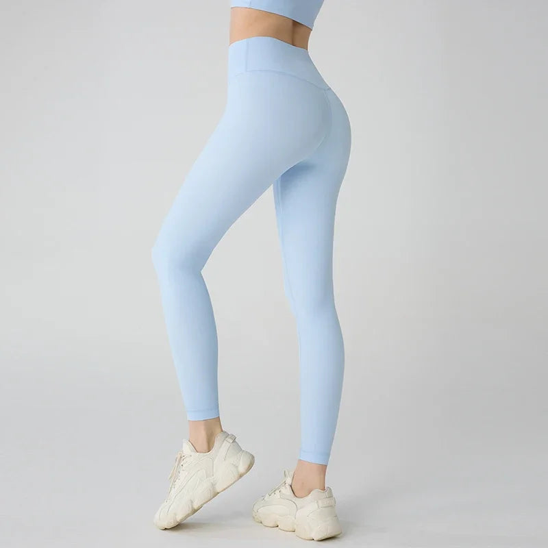 Hot Sale Women’s High Waisted Hip Lifting Yoga Leggings Breathable Fitness Running Cycling Pants - Baby Blue / XL