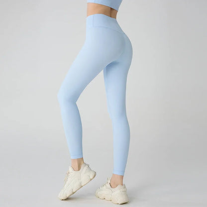Hot Sale Women’s High Waisted Hip Lifting Yoga Leggings Breathable Fitness Running Cycling Pants - Baby Blue / XL