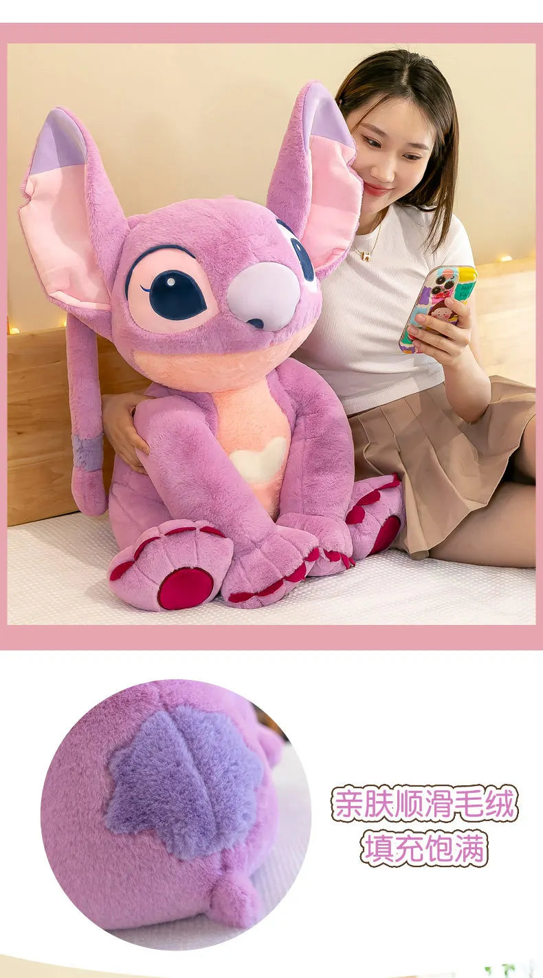 30/45/60/80CM Big Size Disney Stitch Cartoon Anime Plush Stuffed Doll Room Decoration Peluche Pillow  Plushies Ornaments Gifts