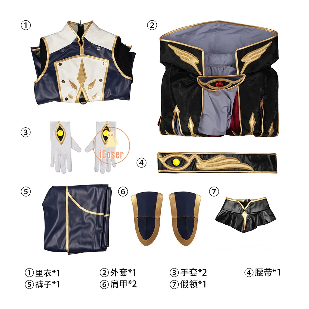 Anime Code Geass Suzaku Kururugi Cosplay Costume Wig Knight of Zero Uniform Long Cloak Halloween Party Women Men Props iCoser
