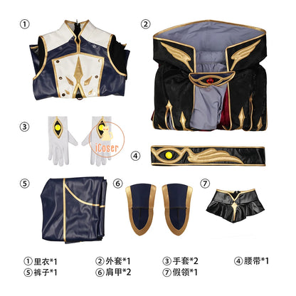 Anime Code Geass Suzaku Kururugi Cosplay Costume Wig Knight of Zero Uniform Long Cloak Halloween Party Women Men Props iCoser