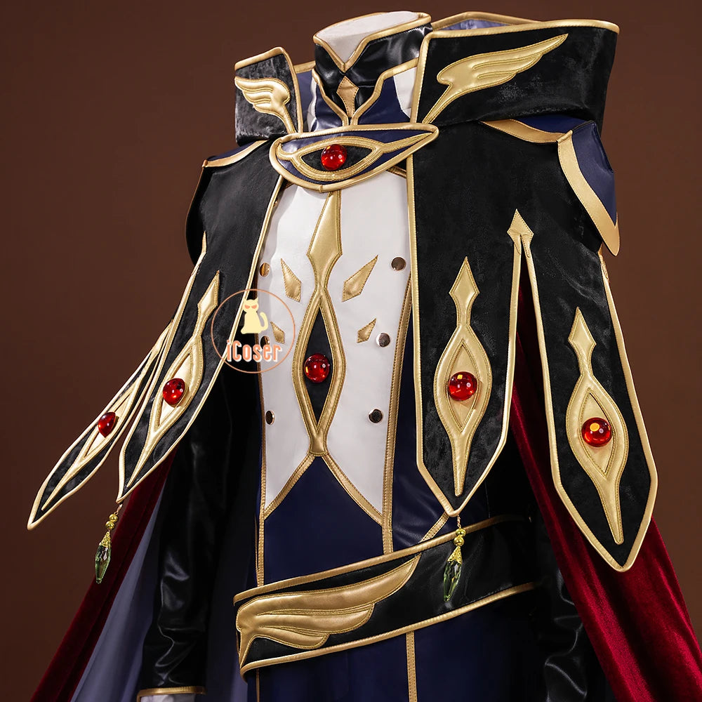 Anime Code Geass Suzaku Kururugi Cosplay Costume Wig Knight of Zero Uniform Long Cloak Halloween Party Women Men Props iCoser