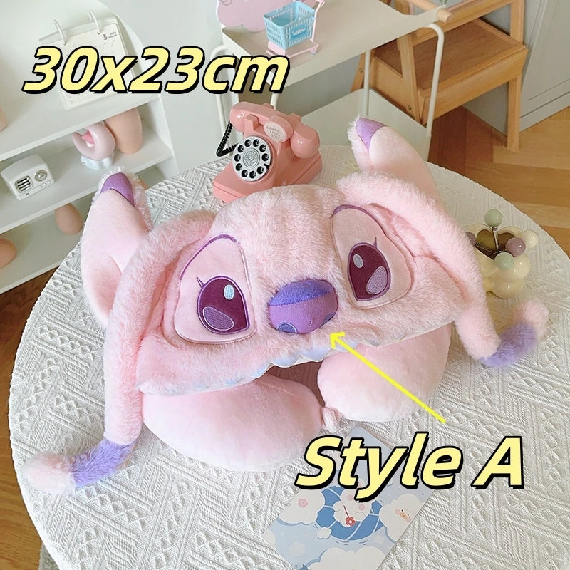 Cartoon Angel Travel Neck Pillow Car Neck Hooded Pillow U-Shaped Portable Blackout Nap Pillow Adjustable Traveling Neck Pillow