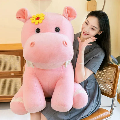 New 55cm Large Size Hippo Plush Toy Fluffty Kawaii Plushie Doll Simulation Hippo Doll Anime Cute Stuffed Animals Soft Plush Gift