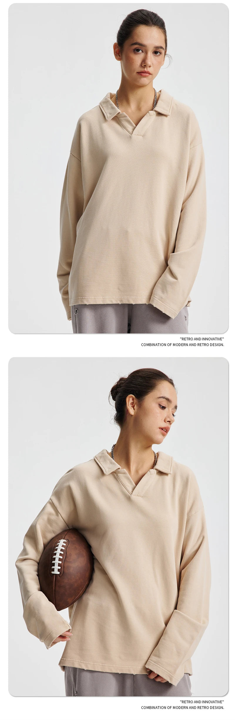 ZODF Retro Heavy Weight 400gsm Washed Cotton T-Shirts For Man Unisex Full Sleeve Turn Down Collar T Shirt Brand Tops HY1087