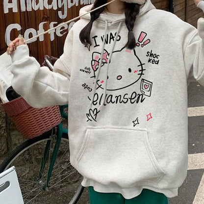 2025 Japanese Anime Hoodies Luxury Brand Sanrio Hello Kitty Pattern Sweatshirt Women Fashion Y2K Gothic Street Outerwear Tops