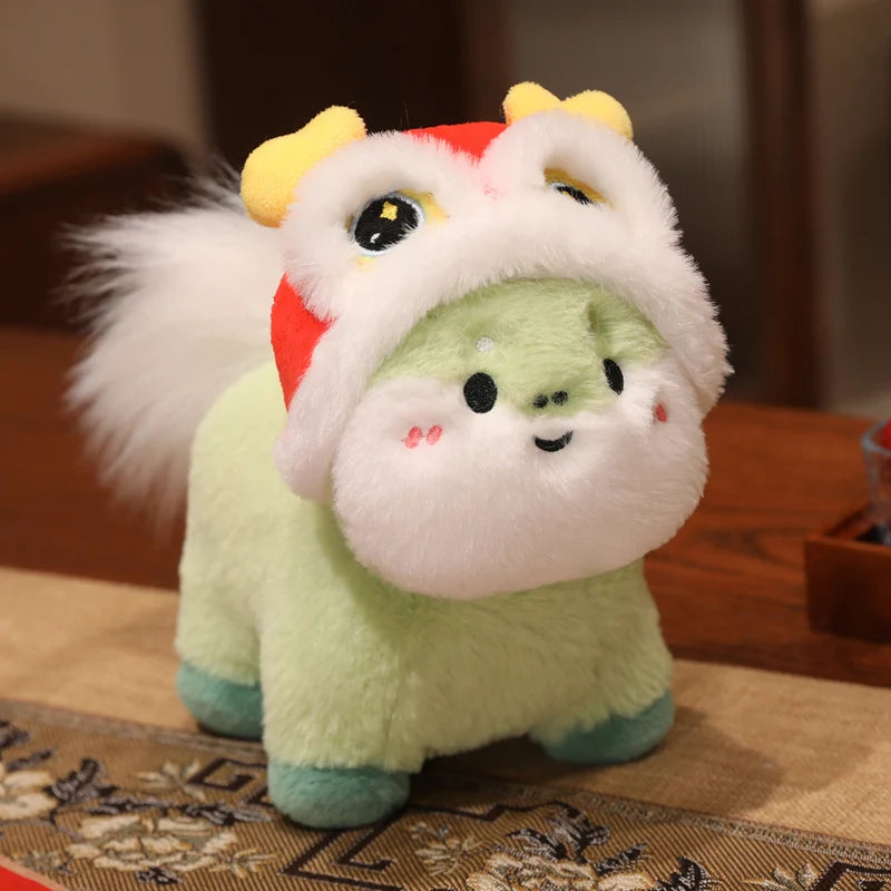 22cm Cartoon Cute Horse Plush Toy Sunflower Lion Dance Decorative Pony Plushies Soft Doll Kawaii Lunar New Year Gift