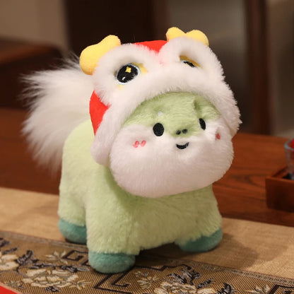 22cm Cartoon Cute Horse Plush Toy Sunflower Lion Dance Decorative Pony Plushies Soft Doll Kawaii Lunar New Year Gift