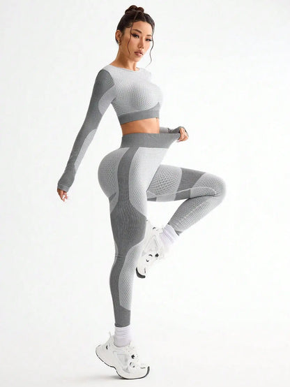 2pcs Women’s Seamless Breathable Sports Yoga Running Fitness Suit