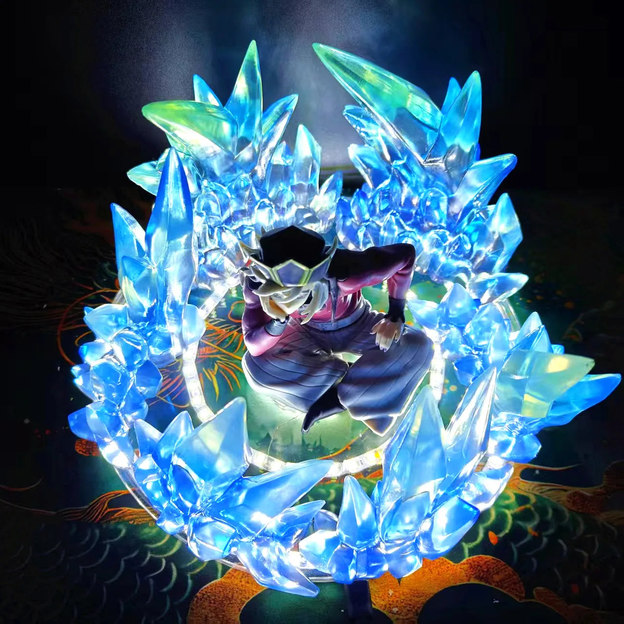 Demon Slayer Anime Doma Frozen Techniques DIY Led Effect Action Figure Kimetsu no Yaiba Domua Infinity Castle Figurine Toy Model