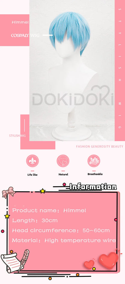 IN STOCK Himmel Stark Heiter Wig Anime Frieren: Beyond Journey's End Cosplay DokiDoki Men Wreath Blue Short Hair Heat Resistant