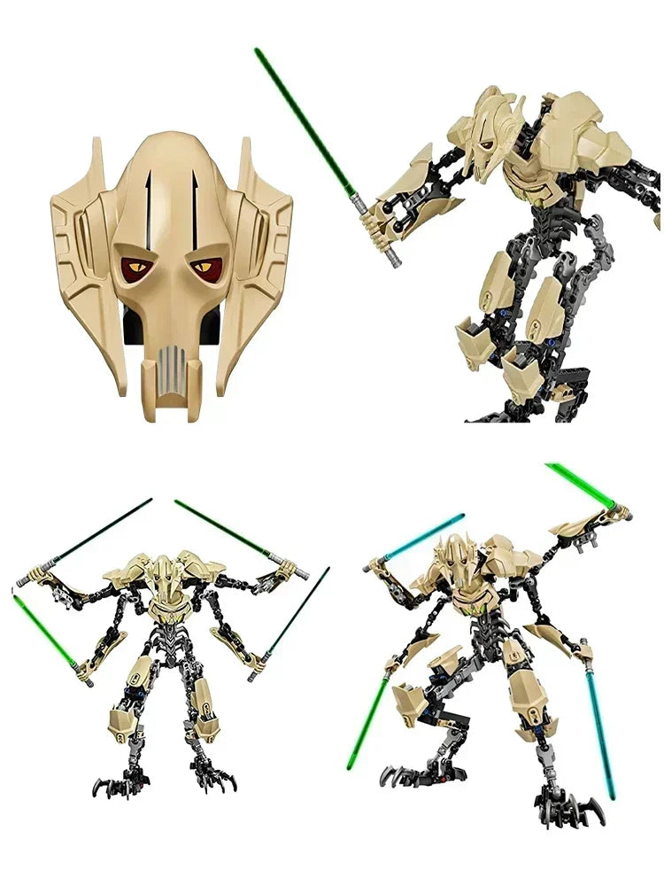 In Stock Stars Wars Action Figure General Robot Grievous With Lightsaber Hilt Combat Weapon Anime Figure Model Toy Kids Gifts