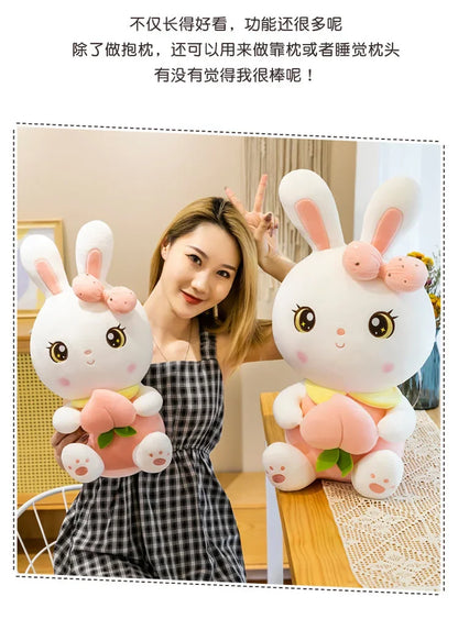 50/65/80cm Cute Peach Rabbit Plush Toy Pillow Kawaii Stuffed Soft Animal Bunny Doll Baby Kids Toy Birthday Gift Present for Girl