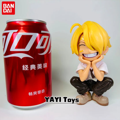 One Piece Anime Figure Sitting Laughing Luffy Action Figures Kawaii Sanji Zoro Figurine Collection Toys Doll Gift Model