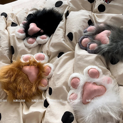 Anime Cute Cat Claw Glove Plush Toy Turn Into Cat Cosplay Props Funny Gloves White Black Grey Plushies Costume Accessories Glove