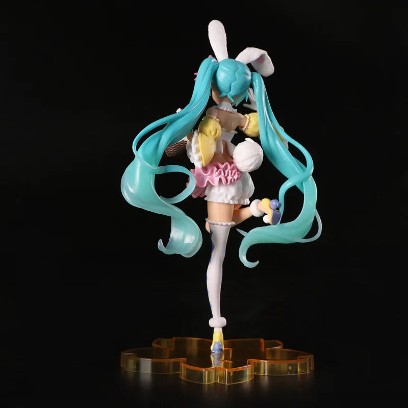 23cm Hatsune Miku Anime Figure PVC Model Doll with Rabbit Ears Kawaii Collectible Ornament Christmas Toy Gift - No box