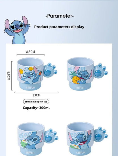 Disney Stitch Mug Office Coffee Cup Stackable Ceramics Mugs High Value Couple Water Cups Student Hot Water Cup Festival Gift