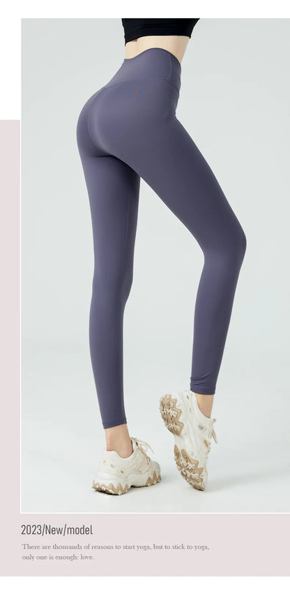 Naked Feel Yoga Leggings with Buttock Lifting and Hidden Waist Pockets – Women’s Gym Fitness Sportswear Tight