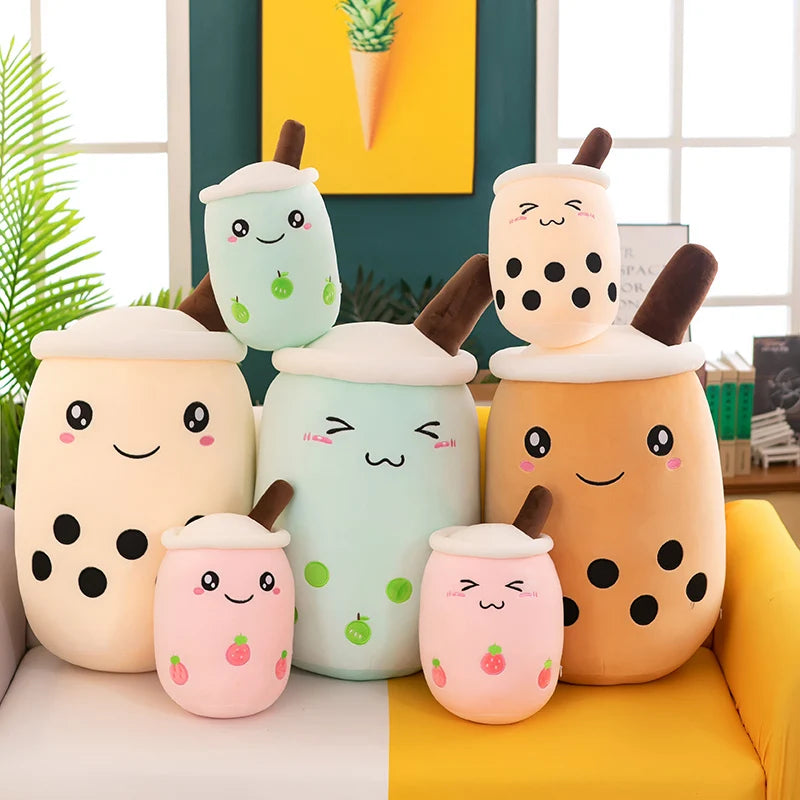 Bubble Tea Boba Plushie Kawaii Room Decor Plush Toy Stuffed Ice Cream Food Milk Tea Soft Hug Cushion Birthday Gift for Kids