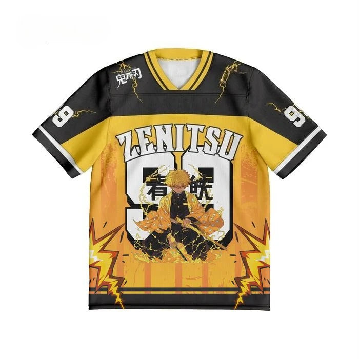 Demon Slayer Zenitsu Agatsuma Anime Series Number 99 Jersey Oversize Kpop Baseball Hockey Outfit T-shirt Daily Unisex Tops Tees