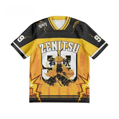 Demon Slayer Zenitsu Agatsuma Anime Series Number 99 Jersey Oversize Kpop Baseball Hockey Outfit T-shirt Daily Unisex Tops Tees