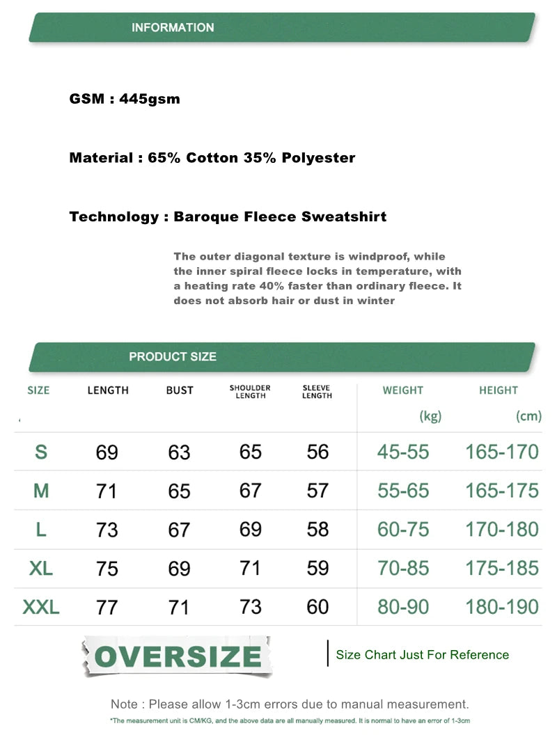 ZODF Casual 2025 Autumn 445gsm Sweatshirt For Man Unisex Turn Down Collar Solid Fleece Pullovers Winter Coats HY1111