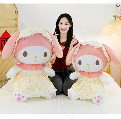 Cute Pastoral Girl Plush Toy Pink My Melody Doll Sleeping Hugging Gift for Kids Birthday Christmas Present for Girls Comforting