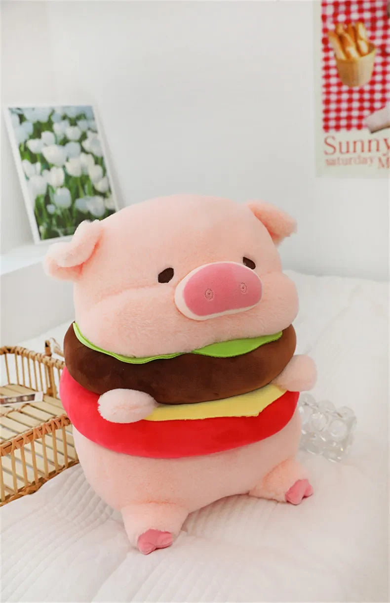 New 50cm Hamburger Pig Plush Toy Fluffty Kawaii Plushie Doll Simulation Pig Doll Anime Cute Stuffed Animals Soft Plush Gift