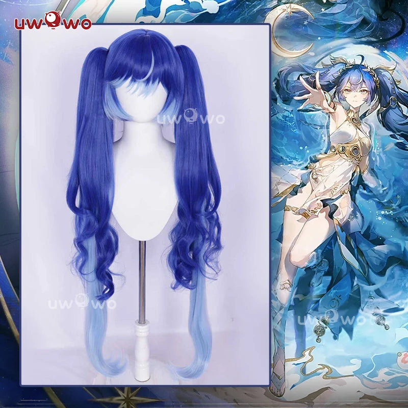 UWOWO IUNO Wig Game Wuthering Waves WuWa IUNO Cosplay Wig Long Hair Blue Hair Halloween Wig