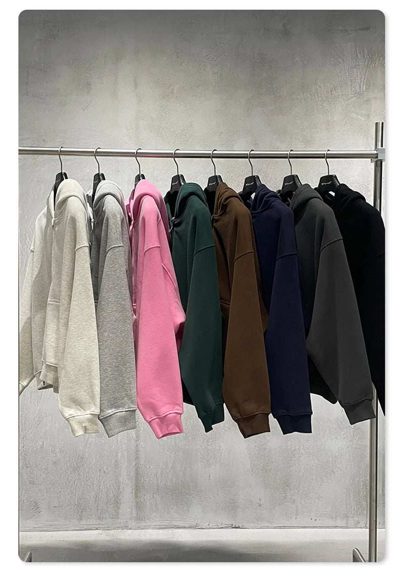 ZODF Fashion Winter 345gsm Boxy Fleece Zipper Hoodie For Men Unisex Cusual Loose Fit Warm Hooded Coat Outwears HY1178