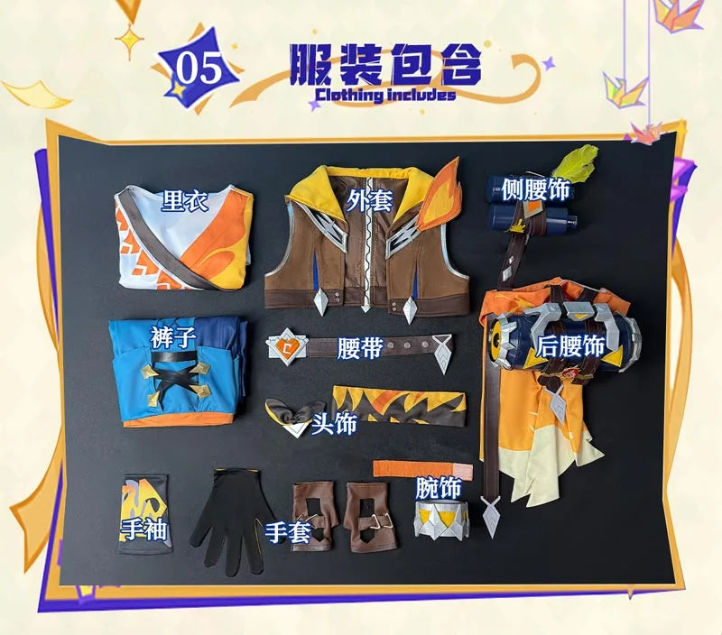 Genshin Impact Bennett Cosplay Costume Wig Uniform Adventures in Blazing Hue New Skin 3D Accessories Halloween Party Women Men