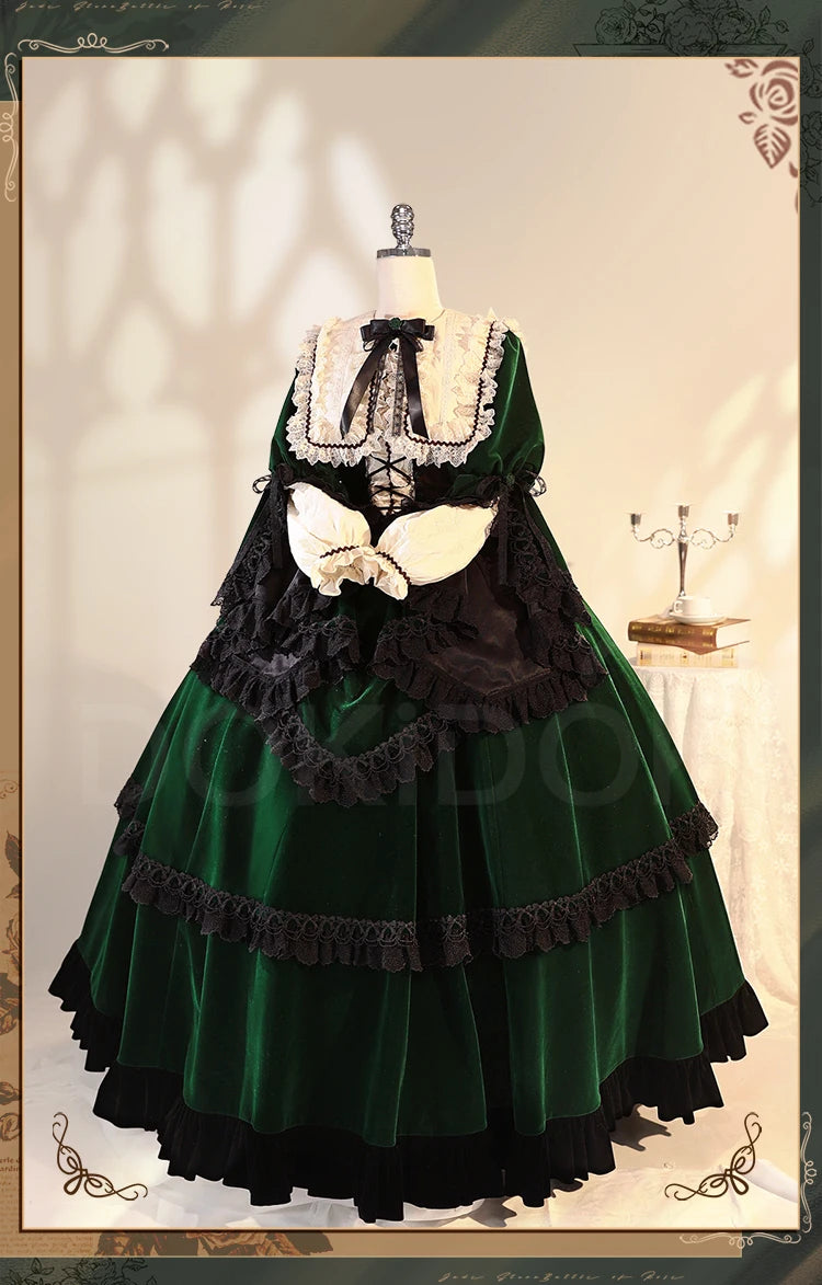 Suiseiseki Cosplay Costume Anime Rozen Maiden Cosplay DokiDoki-R Suiseiseki Cosplay Wig Women Long Green Dress Costume