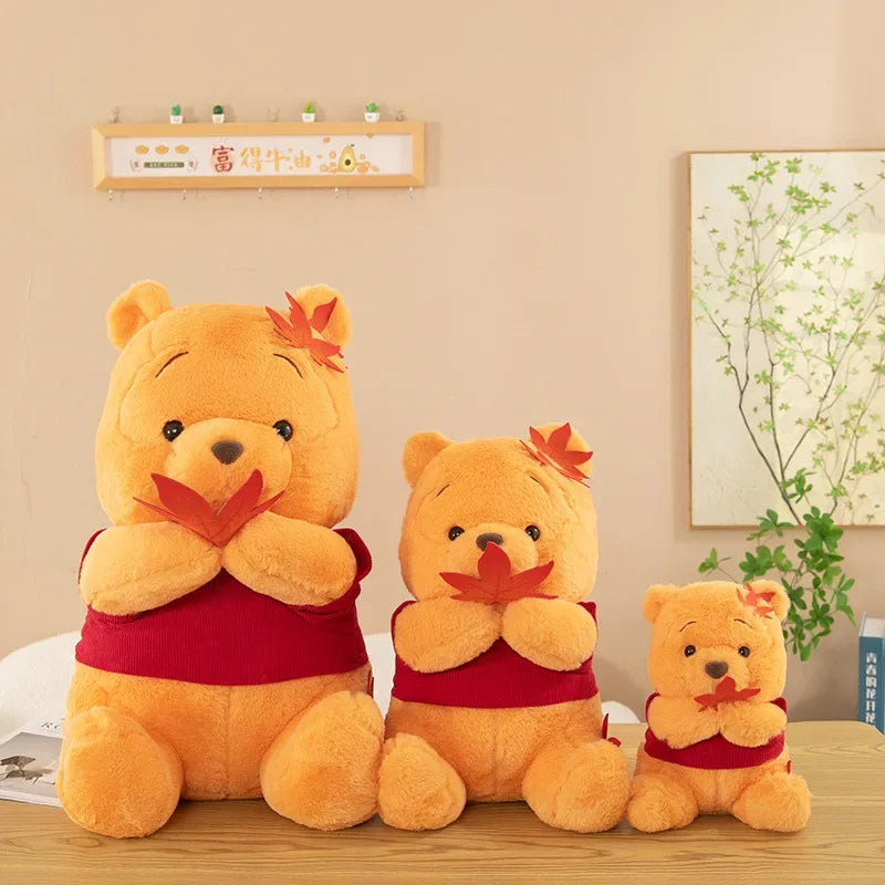 70cm Big Size Disney Pooh Bear Maple Leaf Anime Plush Stuffed Doll Room Plushies Pillow Cute Ornaments Children's Holiday Gifts