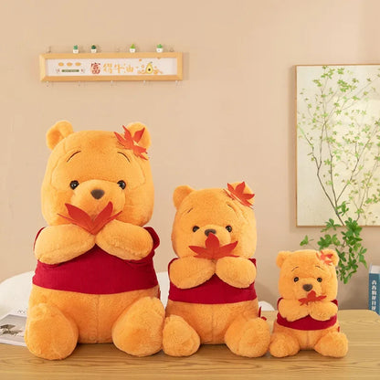 70cm Big Size Disney Pooh Bear Maple Leaf Anime Plush Stuffed Doll Room Plushies Pillow Cute Ornaments Children's Holiday Gifts
