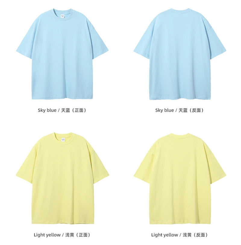 ZODF 2025 Spring Summer Men Solid 100% Cotton T-Shirts Unisex Women Loose 230gsm Noshrink Basic T Shirt Brand Tops HY0151