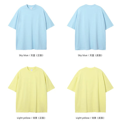 ZODF 2025 Spring Summer Men Solid 100% Cotton T-Shirts Unisex Women Loose 230gsm Noshrink Basic T Shirt Brand Tops HY0151