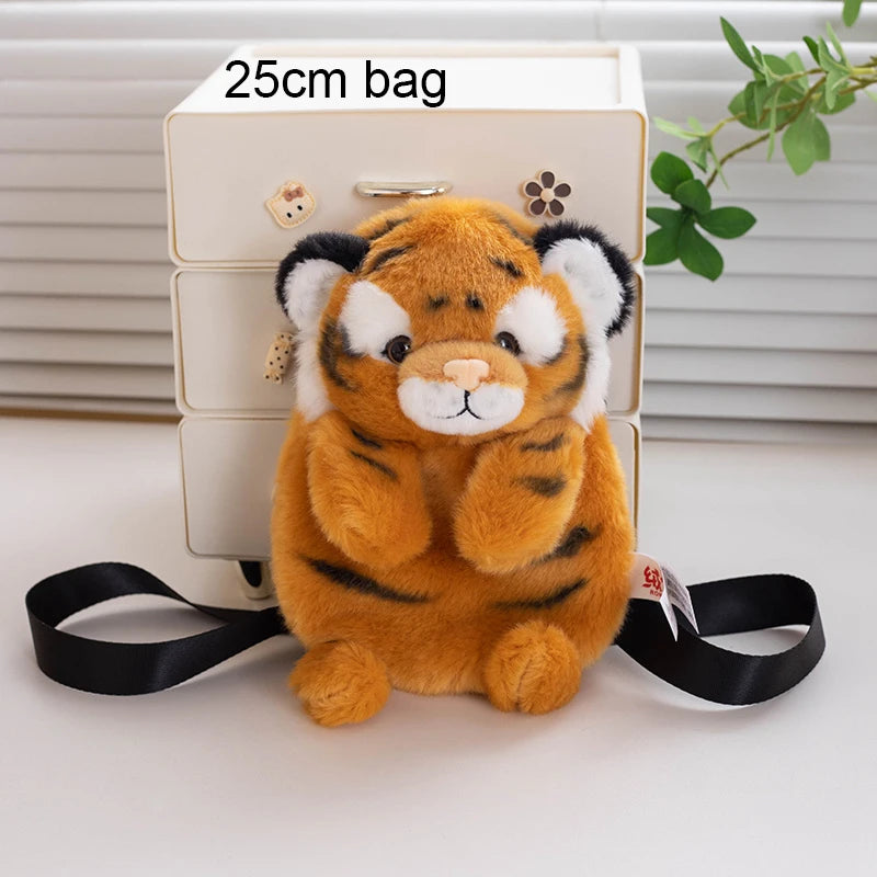 20-25cm Emulational Tiger Plushies Mother and Baby Tiger Plush Toy Panda Soft Bag Hand Puppet Children Girl Gift