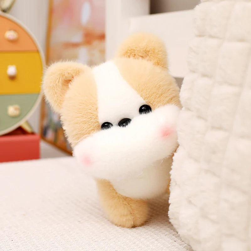 ZU Kawaii Teddy Pets Lifelike Fluffy Puppy Soft Doll Cute Small Chow Pomeranian Corgi Yorkie Dog Plush Toys Gift For Girl