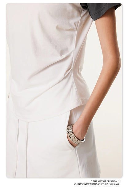 ZODF Hotsweet Summer Women Raglan Sleeve T-Shirts Girls Slim Fit 150gsm Casual Patchwork O Neck T Shirt Brand Tees HY1021