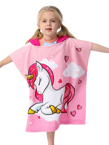 Bath Robe for Kids Bathing Towels Boys Hooded Microfiber Unicorn Beach Towel Robes Girls Stitch Cape Towels Poncho