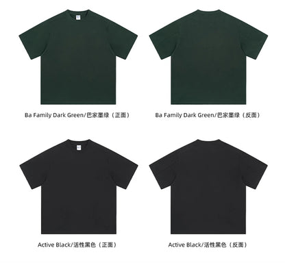 ZODF Trendy 2025 Men 275gsm Cotton T-Shirts Unisex Summer Patchwork Solid O Neck T Shirt Brand Tees HY1045