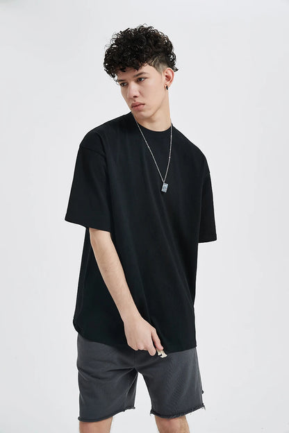 ZODF Fashion Spring Summer Washed Solid T Shirts For Men Loose Unisex 310gsm Cotton Heavy Weight T-Shirt Brand Tops HY0064