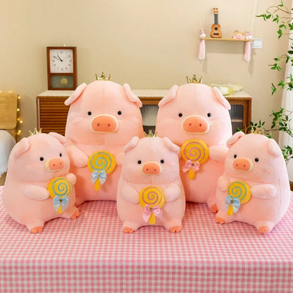 New 30cm Crown Stick Pig Doll Dwen Dwen Pig Plush Toy Children's Doll Cloth Doll Indoor Decoration Children's Gift