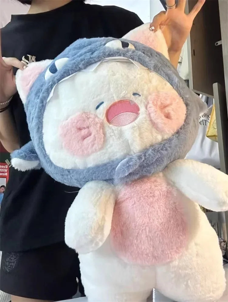 Cute Cosplay Shark Cat Plushie Sharks Hat Can be Removed Hooded Aniamls Kitten Plush Toy Doll For Girl Birthday Gift