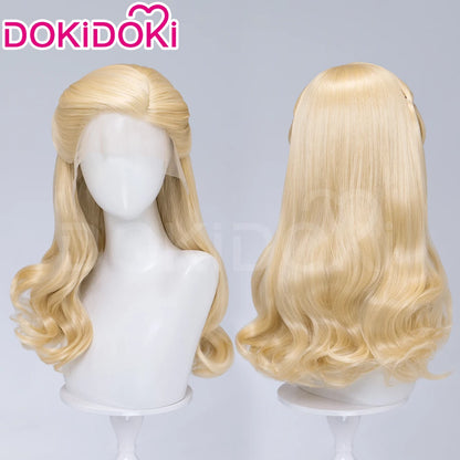 Glinda Elphaba Cosplay Wig Anime Wicked DokiDoki Front Lace Wig Golden Long 60cm Hair Glinda Cosplay Elphaba Hat Free Cap