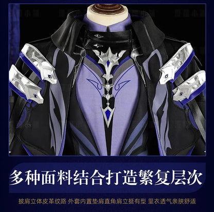 Genshin Impact Kyryll Chudomirovich Flins Cosplay Costume Wig Uniform Cloak Outfit Halloween Party for Women Men Props Carnival